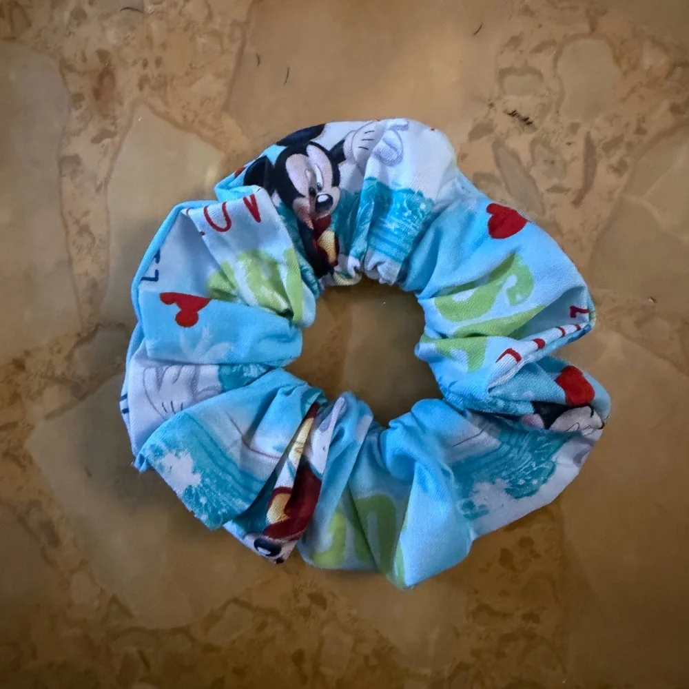 Disney Mickey Mouse Aqua Blue Kids Hair Scrunchie